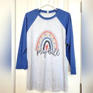 Baseball 3/4 length shirt blue and gray